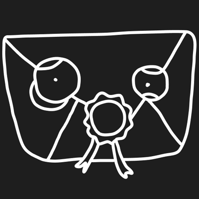 A cartoon drawing of an envelope with a face.