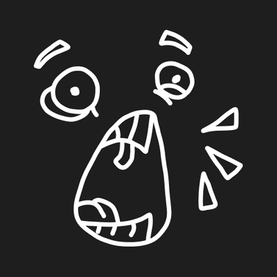 A cartoon drawing of a face yelling.